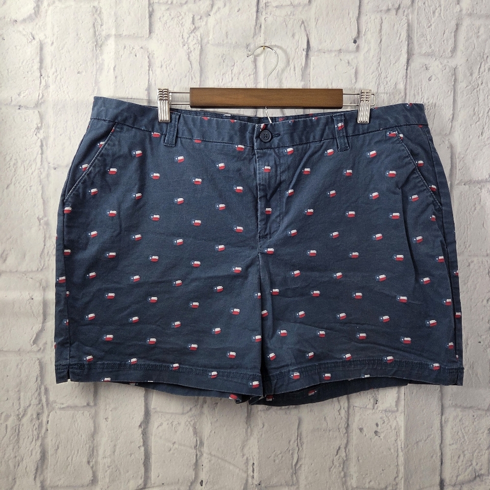 Magellan Outdoors Size 20 Navy Blue Texas Flag Summer Chino Shorts